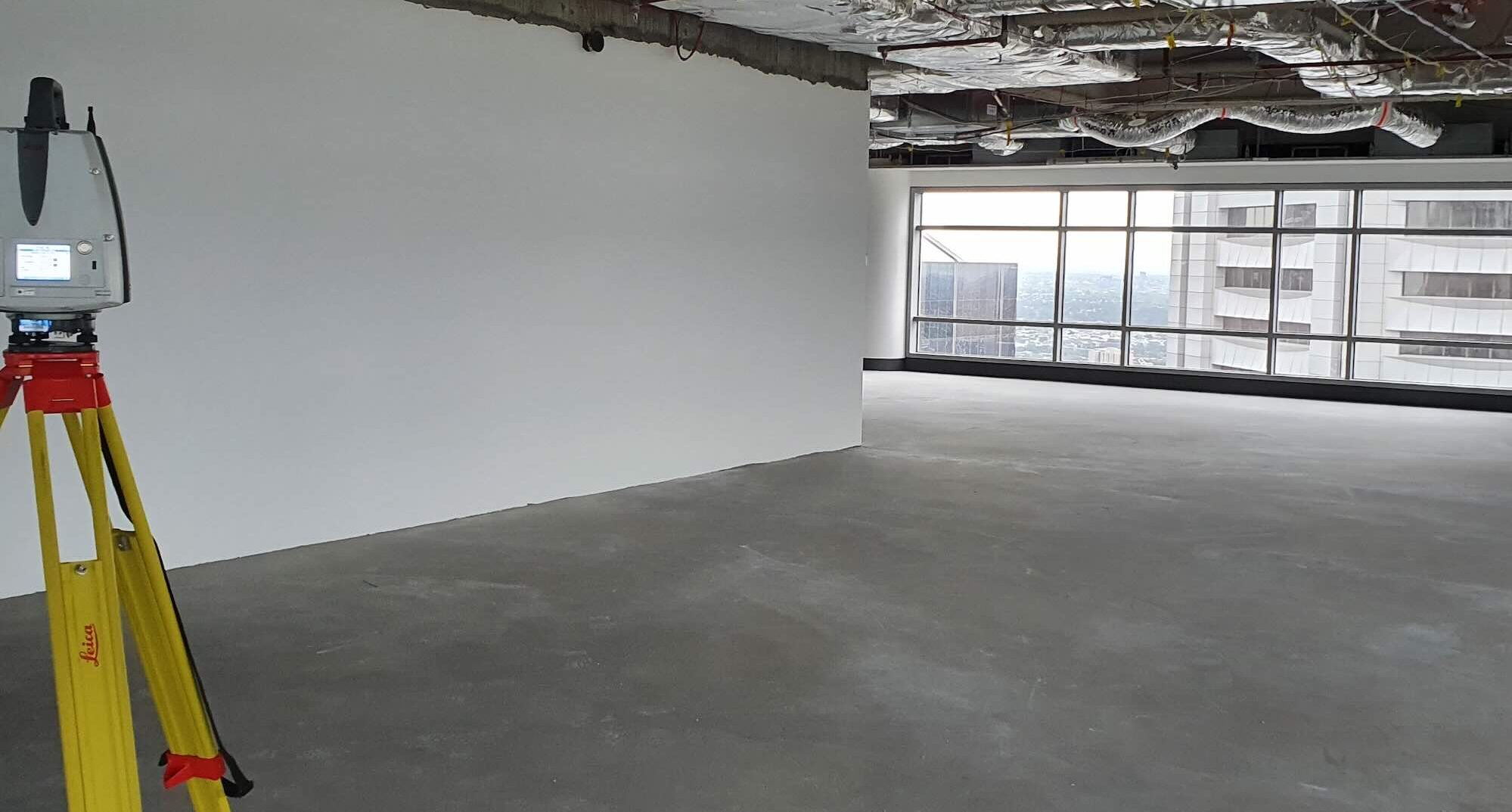 Existing conditions laser scanning survey inside a Melbourne commercial building for architectural design and fitout planning
