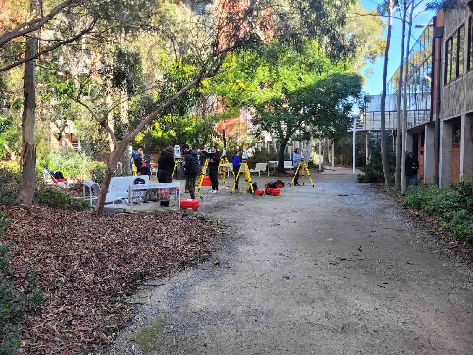 Survey equipment training in Melbourne teaching students practical surveying skills with total stations and GPS tools