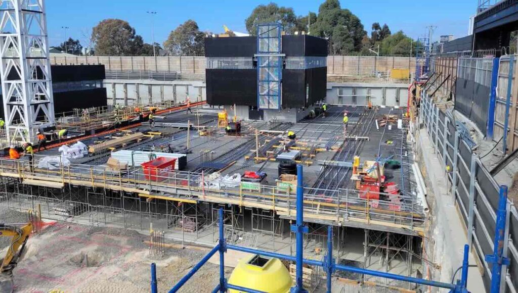 Construction surveying Melbourne project at Brunswick LIV with structural set-out and survey control
