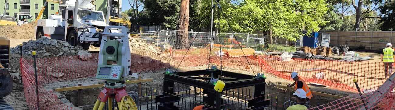 PHRP Flemington construction surveying project with retention piling and excavation survey support