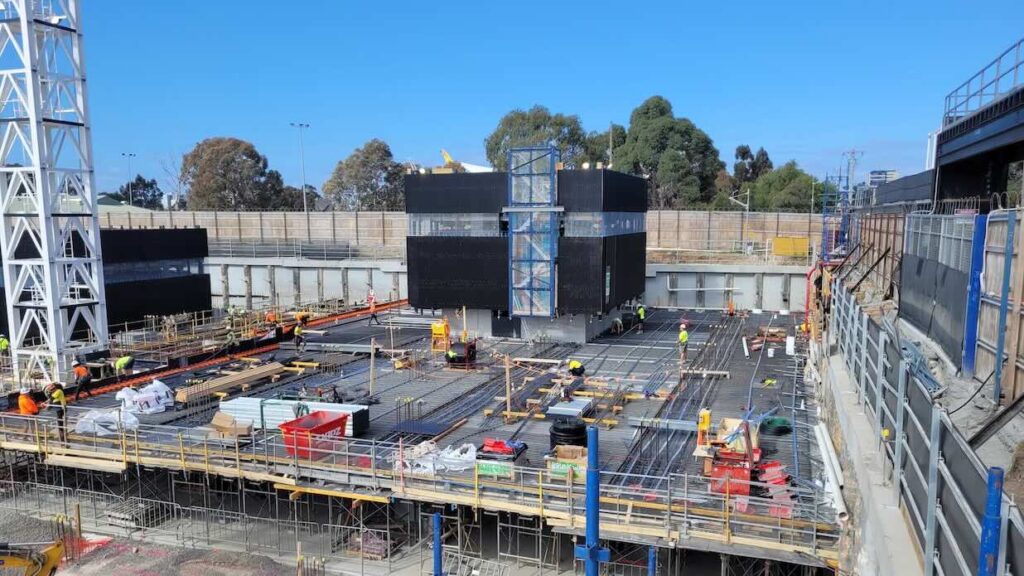Construction surveying for Brunswick LIV with retention piling and structural set-out in Melbourne
