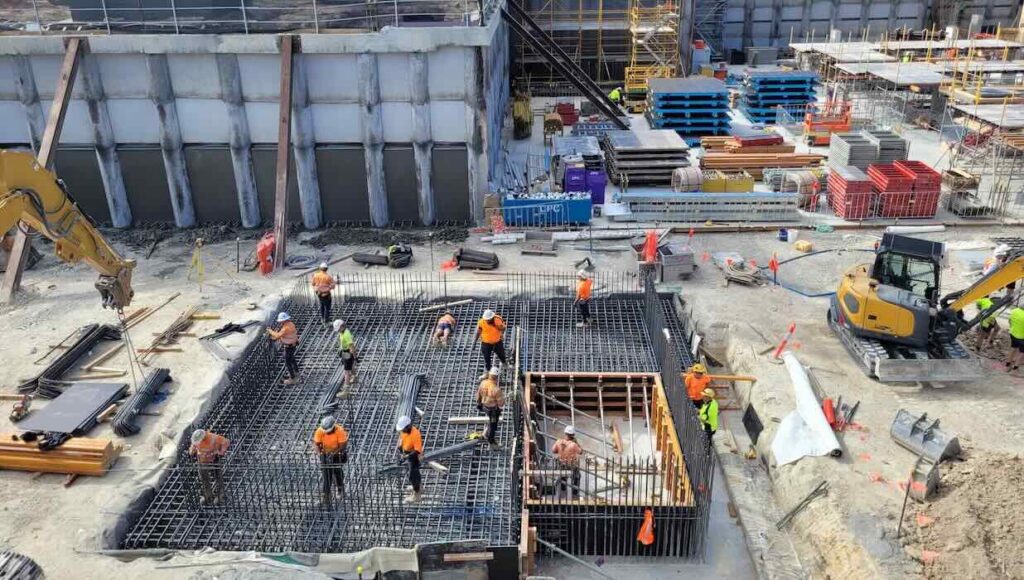 Foundation piling set-out for Brunswick LIV structural construction works in Melbourne